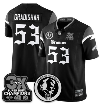 DEN Gothic 3x Champions Vapor Limited Jersey - John Madden Patch - All Stitched