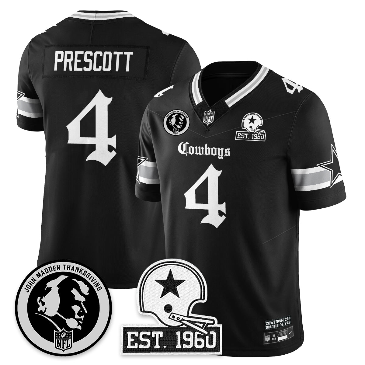 DAL Gothic Vapor Limited Jersey - John Madden Patch - All Stitched