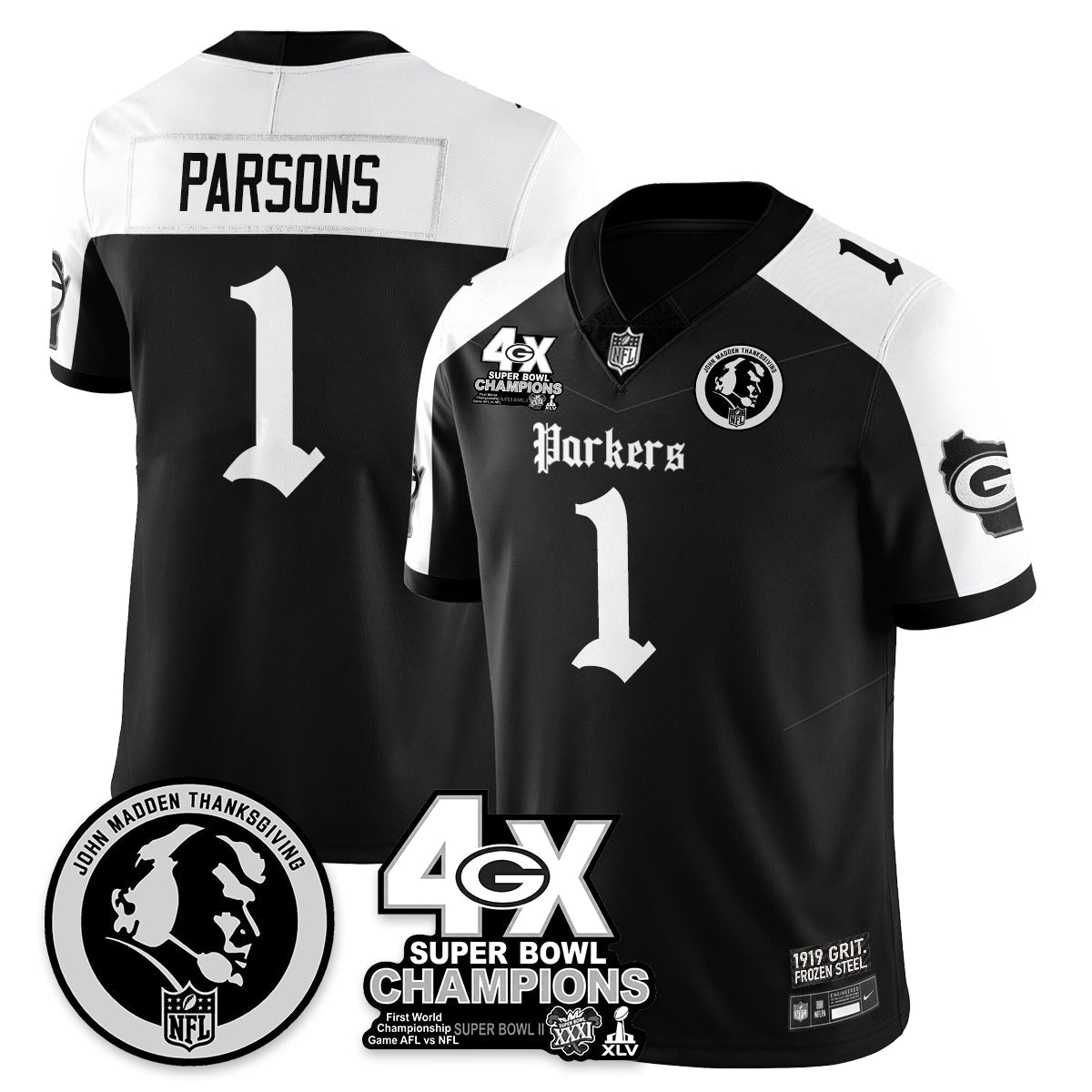 GB Gothic Vapor Limited Jersey - John Madden Patch - All Stitched