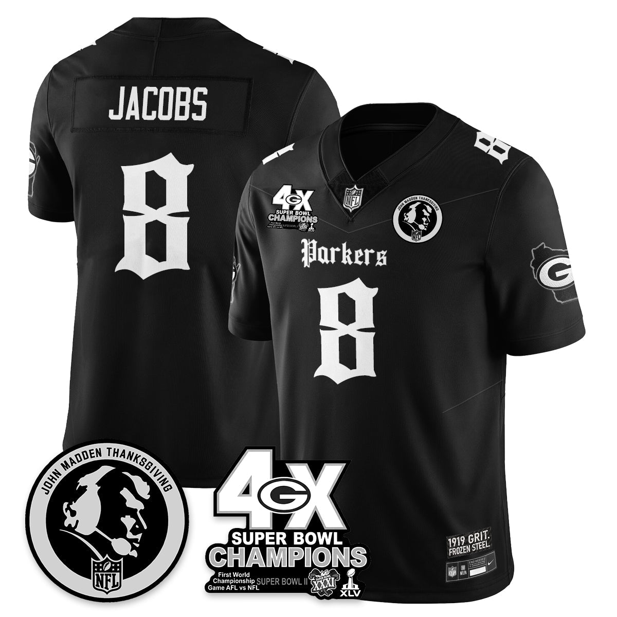 GB Gothic Vapor Limited Jersey - John Madden Patch - All Stitched