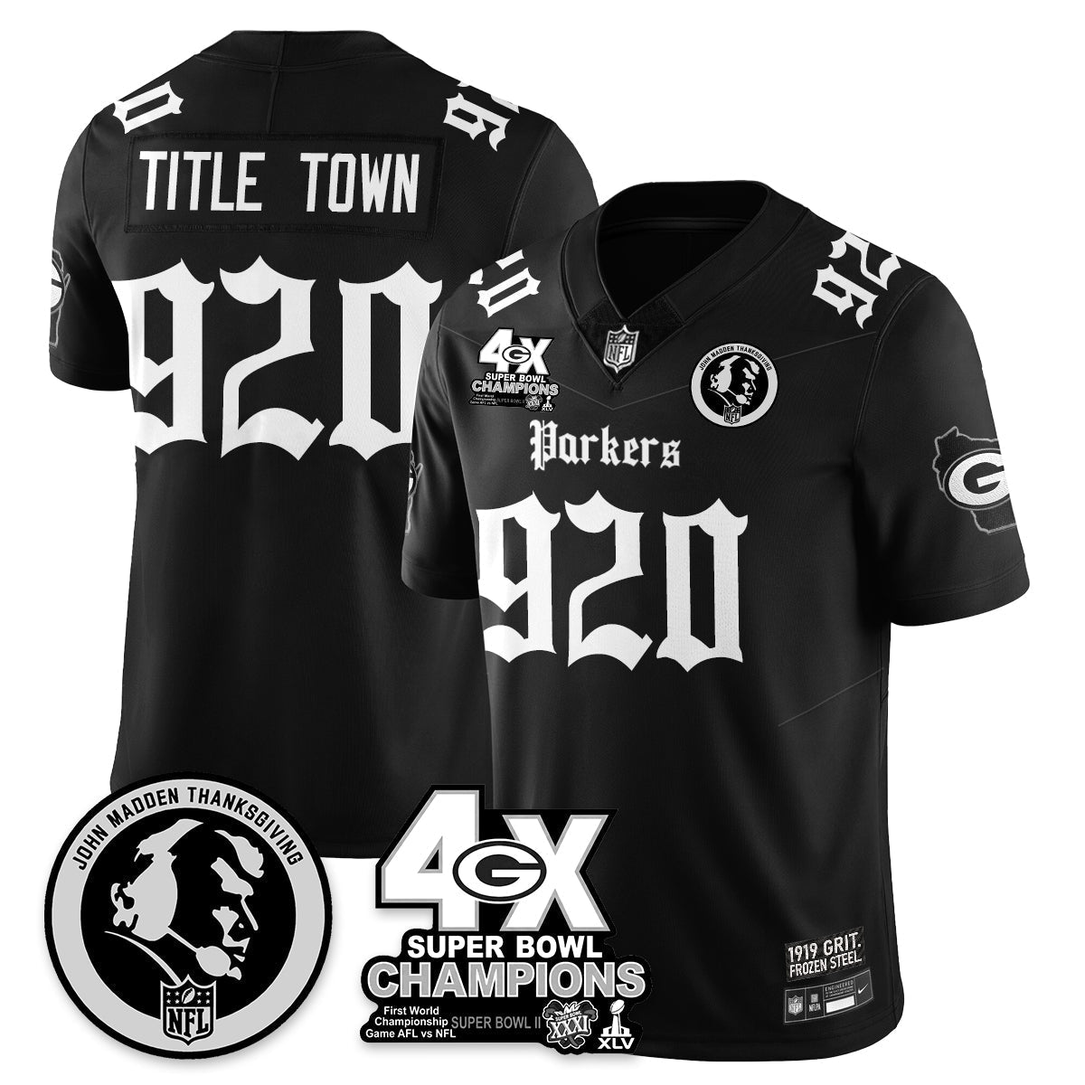 GB Gothic Vapor Limited Jersey - John Madden Patch - All Stitched