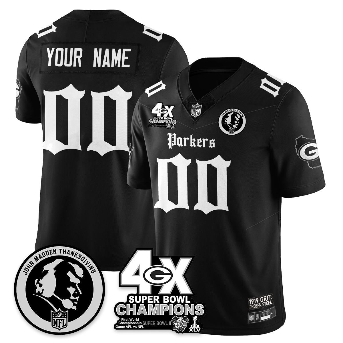 GB Gothic Vapor Limited Jersey - John Madden Patch - All Stitched