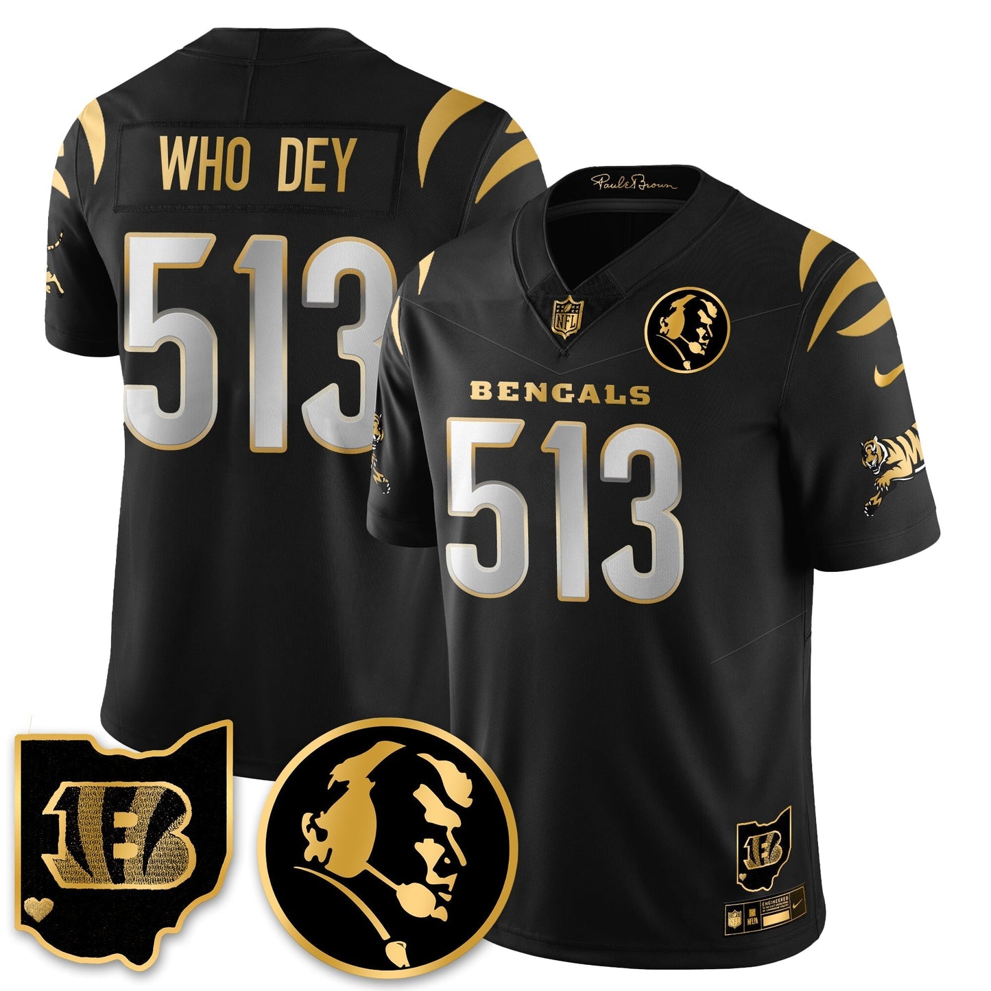 CIN Vapor Limited Gold Jersey - John Madden Patch - All Stitched