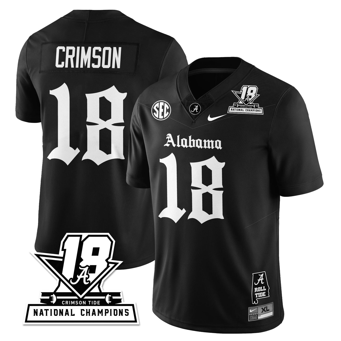 BAMA 18x-Time National Champions Gothic Vapor Limited Jersey - All Stitched