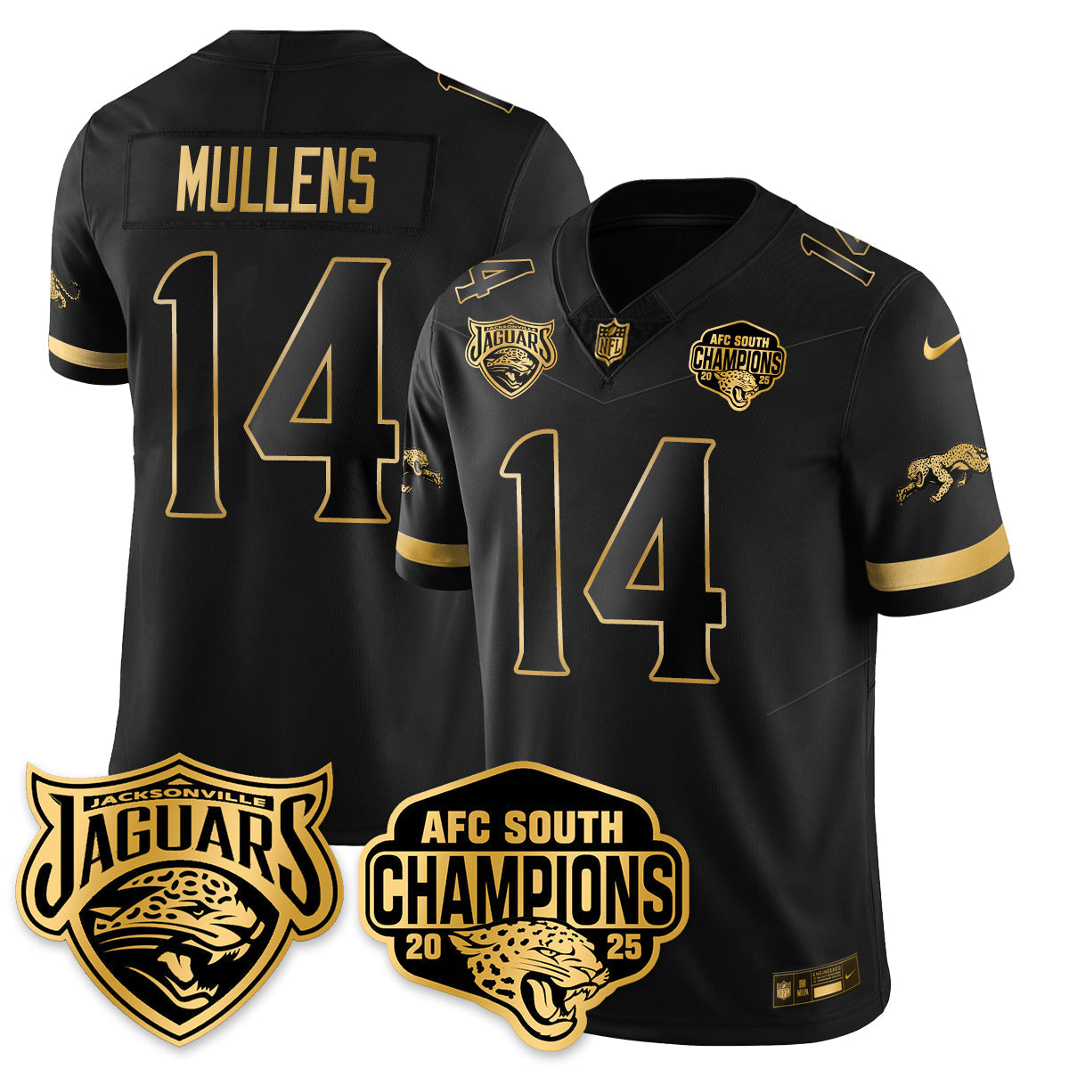 DET AFC South Division Champions Vapor Limited Gold Jersey - All Stitched