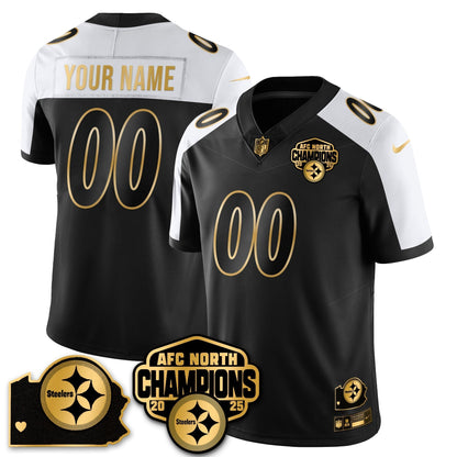 Custom PIT AFC North Division Champions Vapor Limited Gold Jersey N2 - All Stitched
