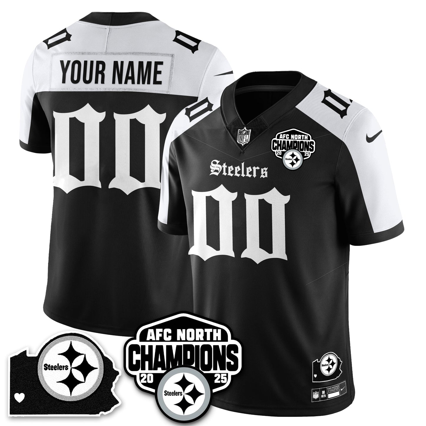PIT Gothic AFC North Division Champions Vapor Limited Custom Jersey - All Stitched