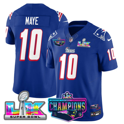 NE 1996 Throwback Limited Vapor Jersey - 2025 AFC Champions Limited Patch - All Stitched