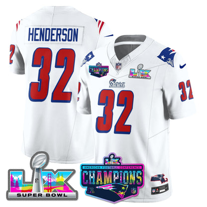 NE 1996 Throwback Limited Vapor Jersey - 2025 AFC Champions Limited Patch - All Stitched