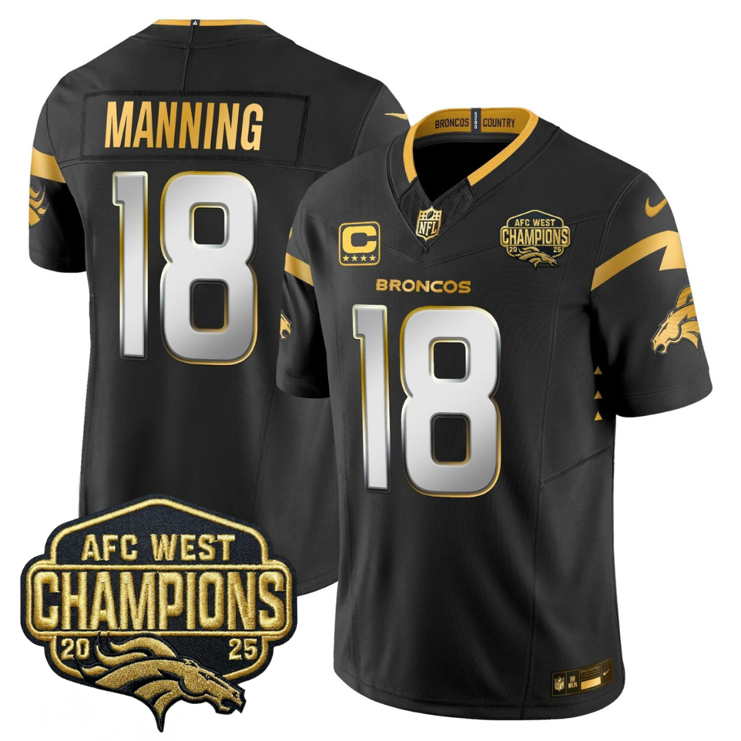 DEN AFC West Champions Patch Gold Vapor Limited Jersey - All Stitched