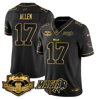 BUF 2025 Bills Mafia Patch Gold Vapor Limited Jersey - All Stitched