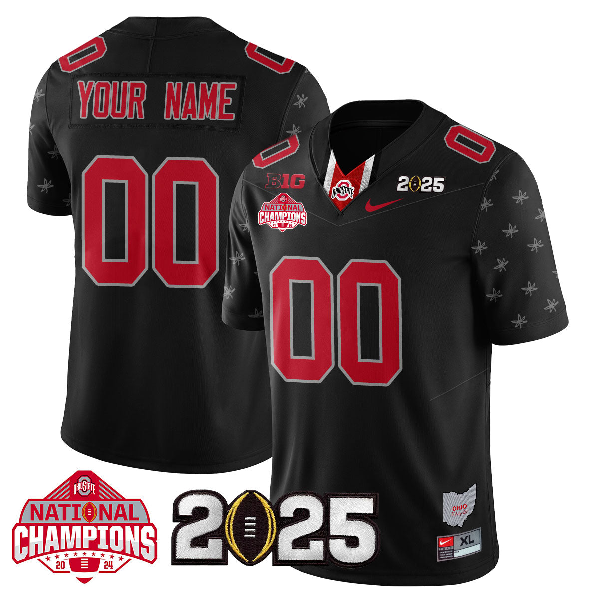 Custom Name/Gender OSU 'Heritage Stripe' 2025 CFP Patch - National Champions Jersey - All Stitched