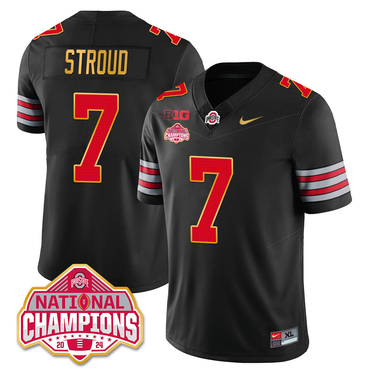 OSU 'Heritage Stripe' 2025 CFP Patch - National Champions Gold Jersey - All Stitched