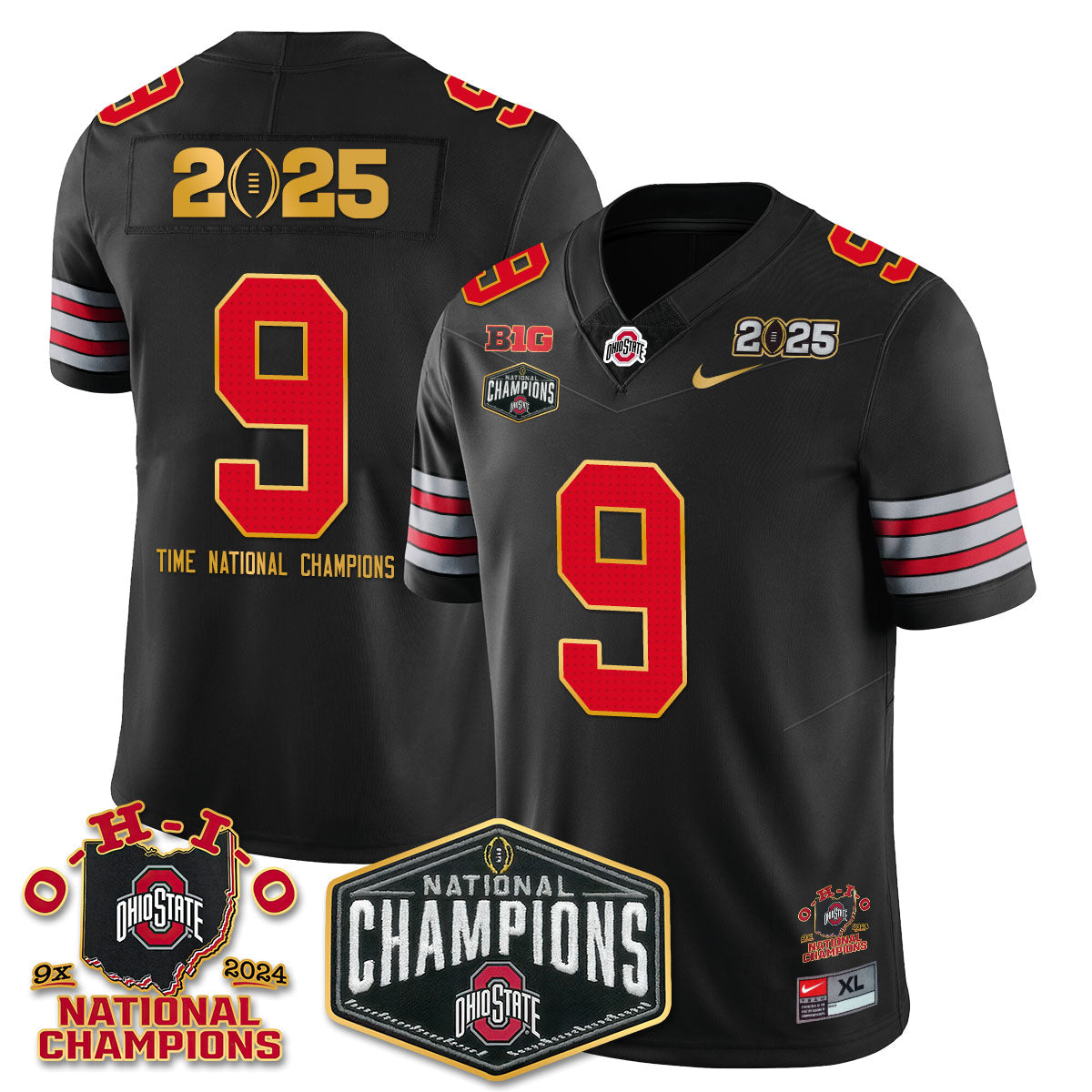 OSU 'Heritage Stripe' 2025 CFP Patch - National Champions Jersey N8 - All Stitched