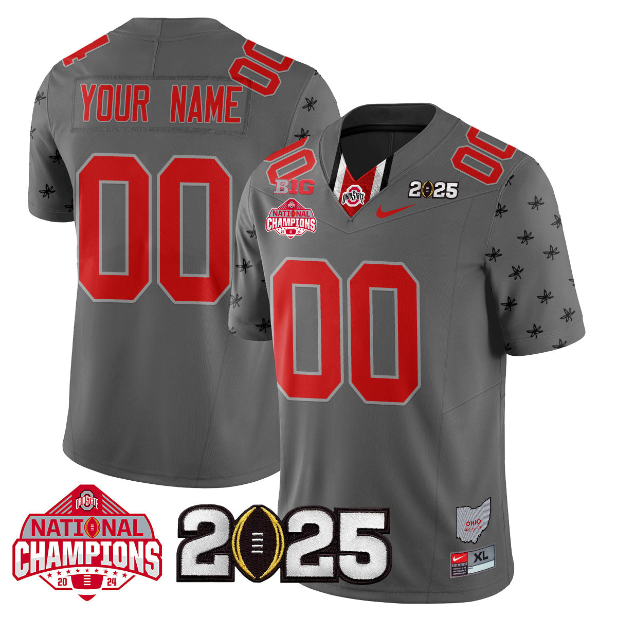 Custom Name/Gender OSU 'Heritage Stripe' 2025 CFP Patch - National Champions Jersey - All Stitched