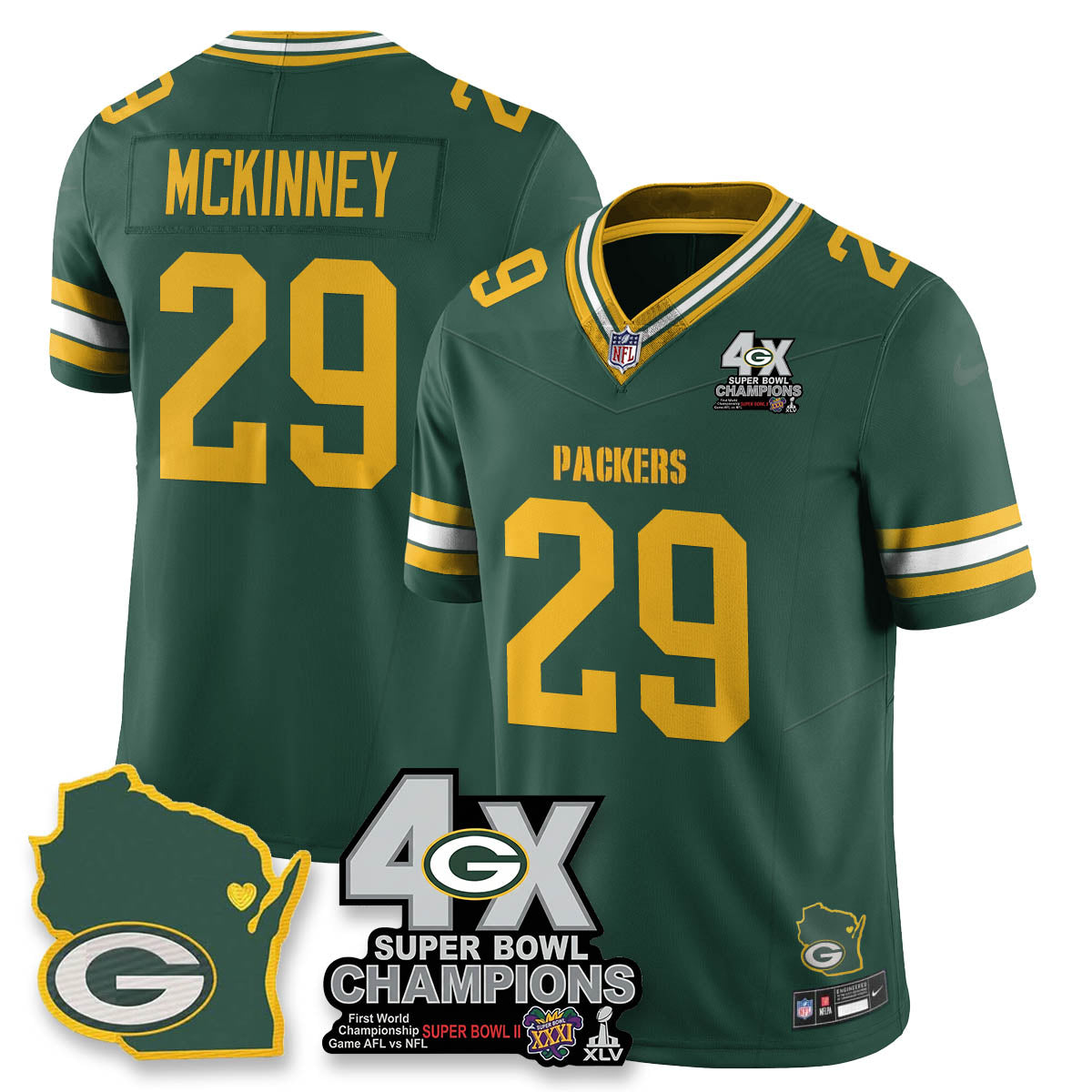 GB 4-Time Champions Patch Vapor Limited Jersey - All Stitched