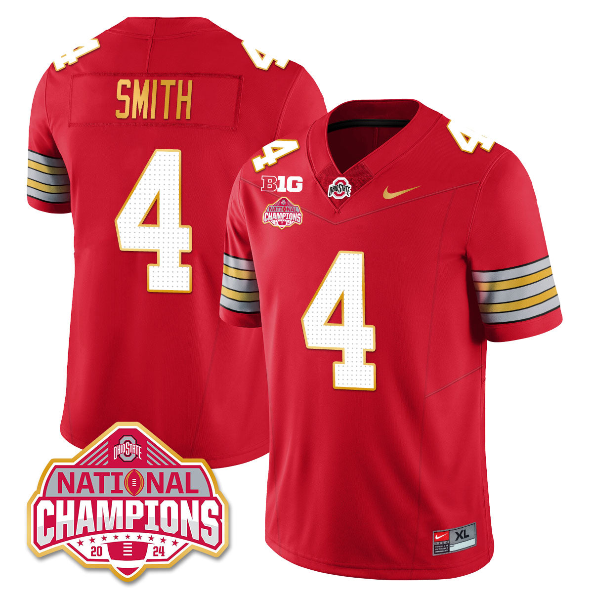 OSU 'Heritage Stripe' 2025 CFP Patch - National Champions Gold Jersey - All Stitched