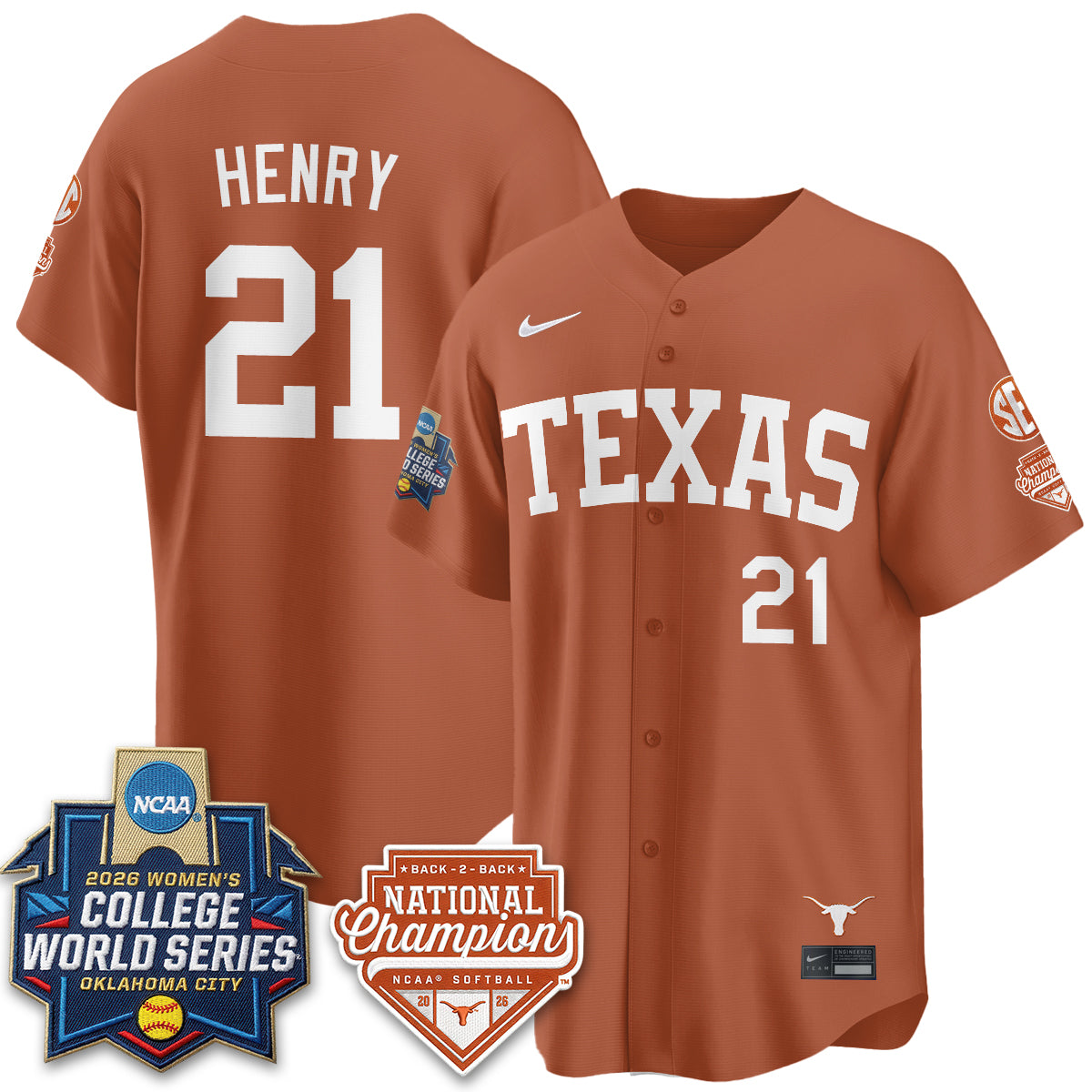 TEX Softball 2026 World Series (WCWS) Vapor Premier Limited Jersey - B2B Champs - All Stitched
