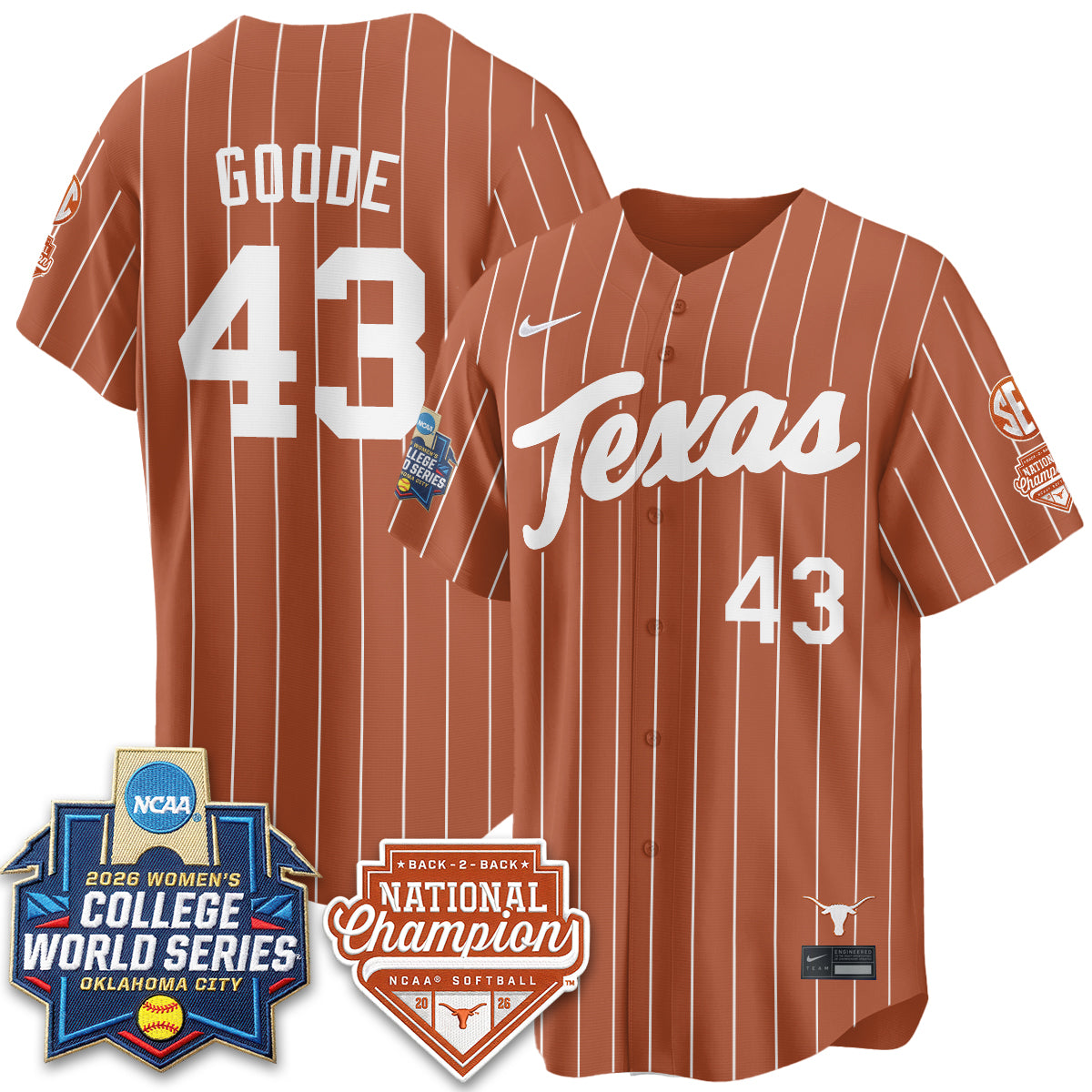 TEX Softball 2026 World Series (WCWS) Vapor Premier Limited Jersey - B2B Champs - All Stitched