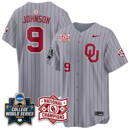 OU 2026 NCAA Baseball College World Series Champions Vapor Jersey - Stitched