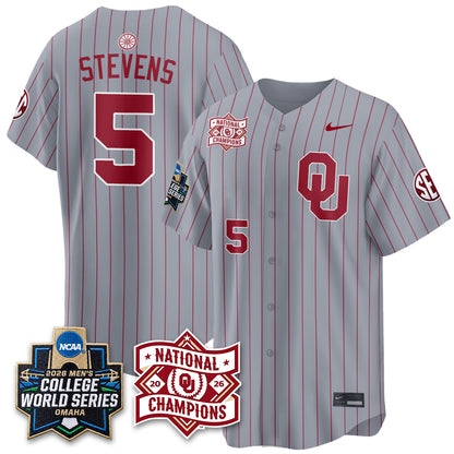 OU 2026 NCAA Baseball College World Series Champions Vapor Jersey - Stitched