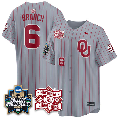 OU 2026 NCAA Baseball College World Series Champions Vapor Jersey - Stitched