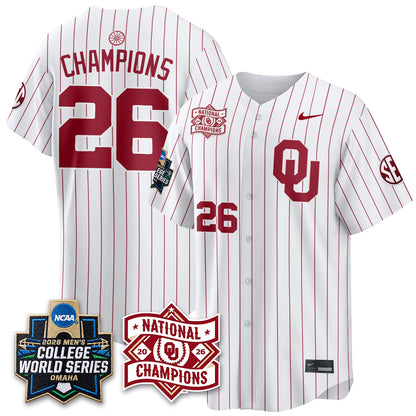 OU 2026 NCAA Baseball College World Series Champions Vapor Jersey - Stitched