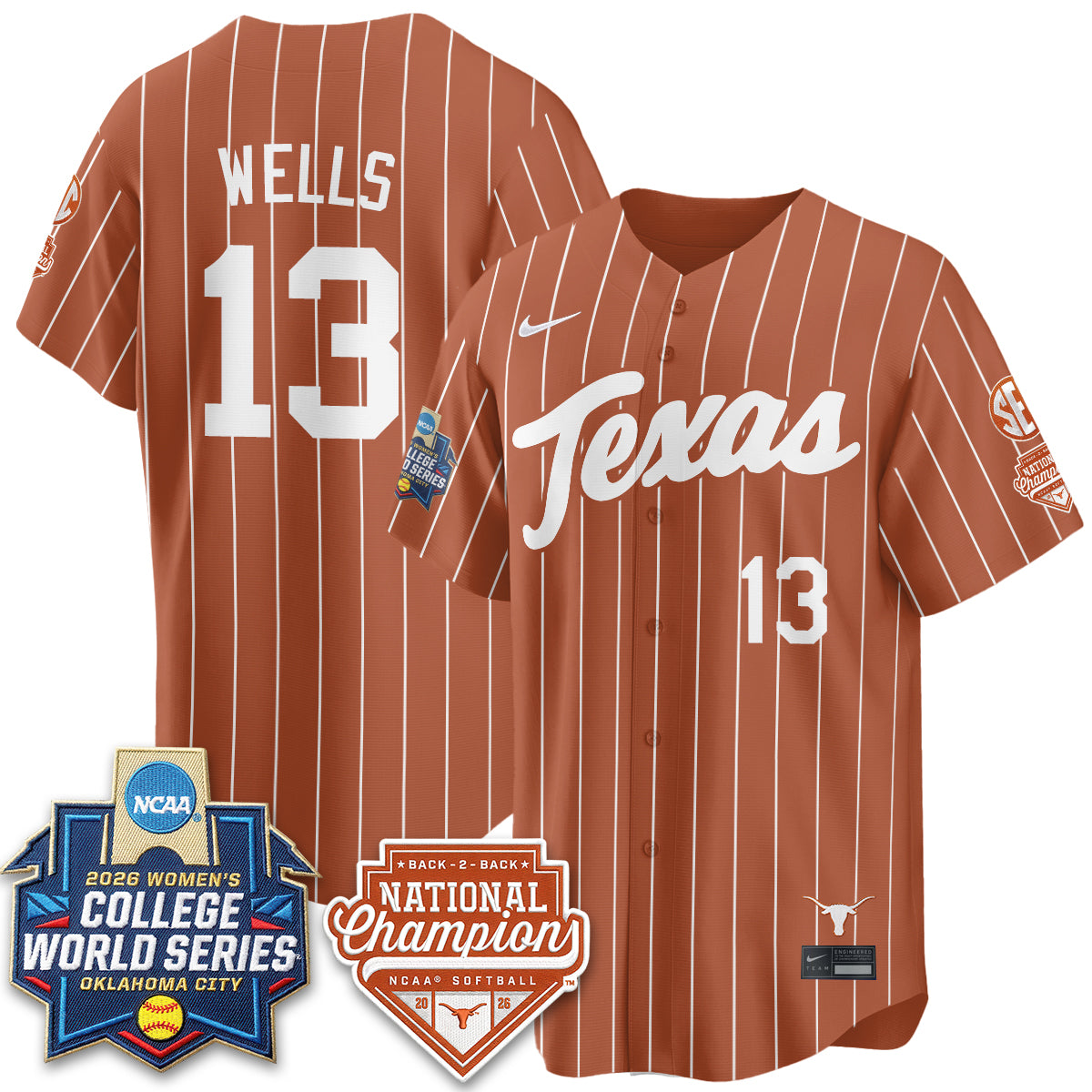 TEX Softball 2026 World Series (WCWS) Vapor Premier Limited Jersey - B2B Champs - All Stitched