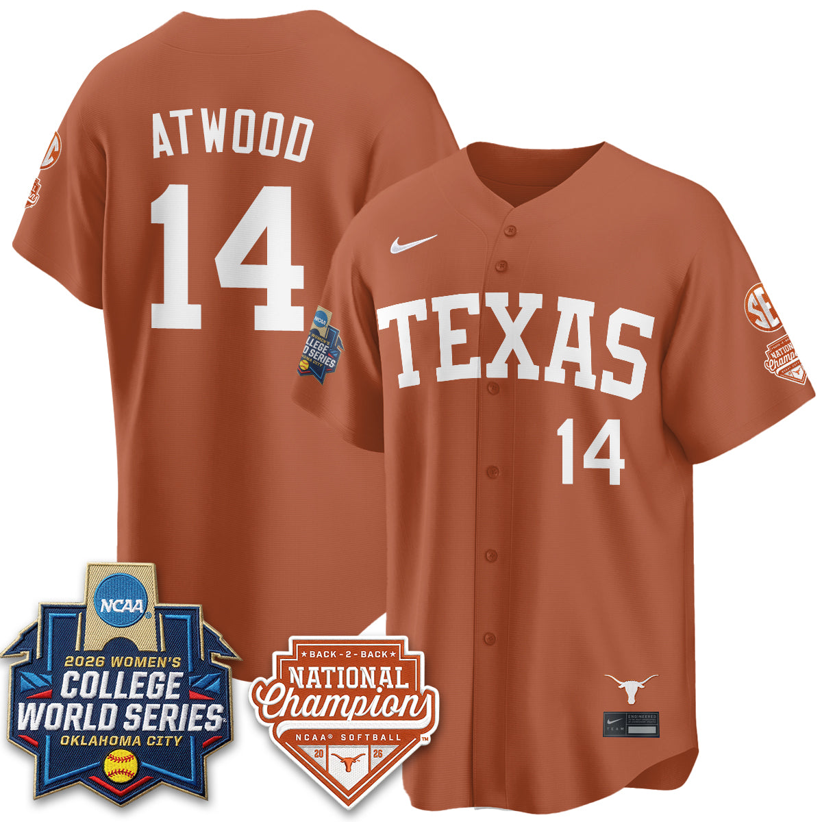 TEX Softball 2026 World Series (WCWS) Vapor Premier Limited Jersey - B2B Champs - All Stitched