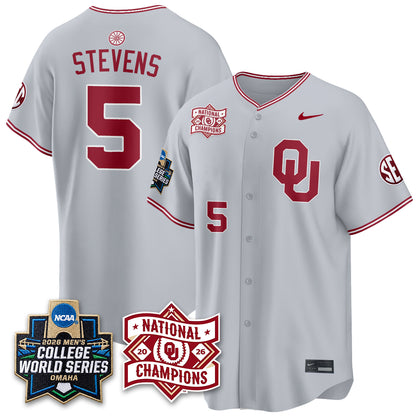 OU 2026 NCAA Baseball College World Series Champions Vapor Jersey - Stitched