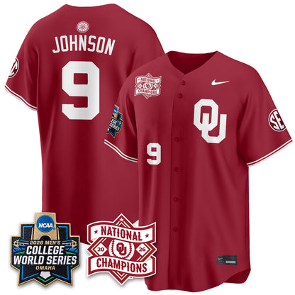 OU 2026 NCAA Baseball College World Series Champions Vapor Jersey - Stitched