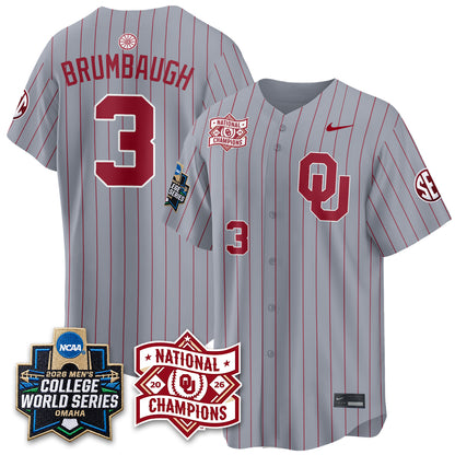 OU 2026 NCAA Baseball College World Series Champions Vapor Jersey - Stitched