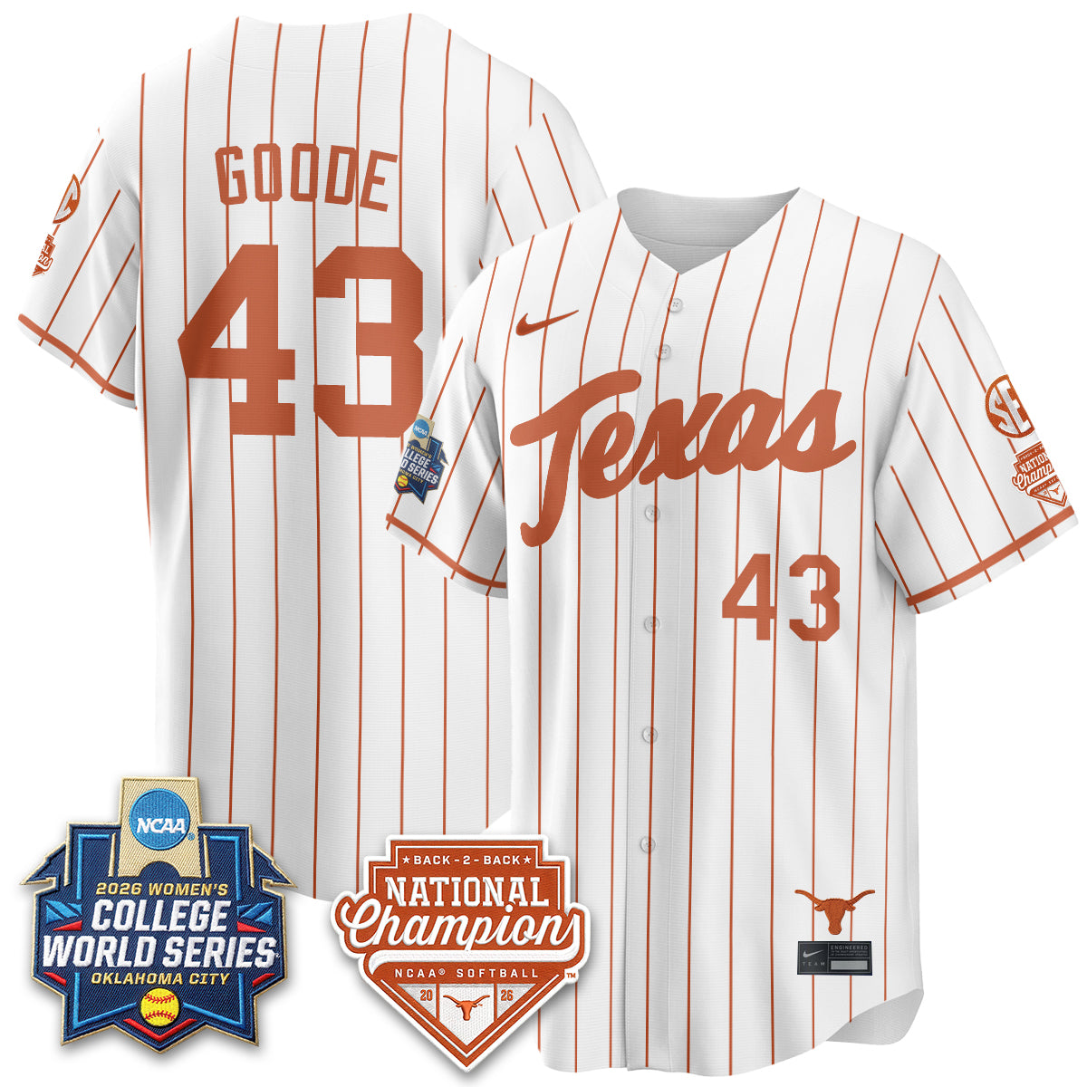 TEX Softball 2026 World Series (WCWS) Vapor Premier Limited Jersey - B2B Champs - All Stitched