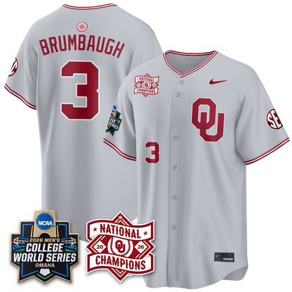 OU 2026 NCAA Baseball College World Series Champions Vapor Jersey - Stitched