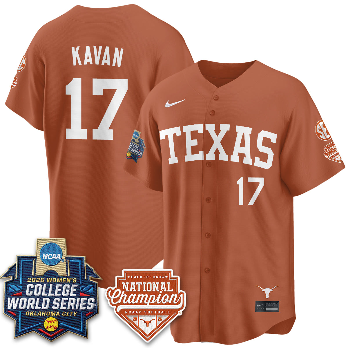 TEX Softball 2026 World Series (WCWS) Vapor Premier Limited Jersey - B2B Champs - All Stitched