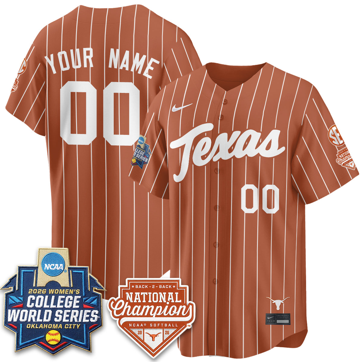 TEX Softball 2026 World Series (WCWS) Vapor Premier Limited Custom Jersey - B2B Champs - All Stitched