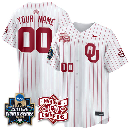 OU 2026 NCAA Baseball College World Series Champions Vapor Custom Jersey - Stitched