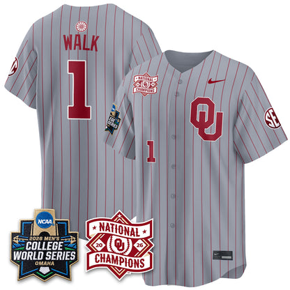 OU 2026 NCAA Baseball College World Series Champions Vapor Jersey - Stitched