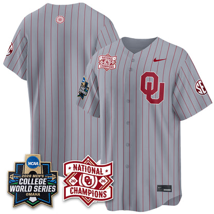 OU 2026 NCAA Baseball College World Series Champions Vapor Jersey - Stitched