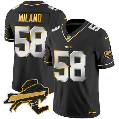 Men's Bills New York Patch Gold Vapor Limited Jersey - All Stitched