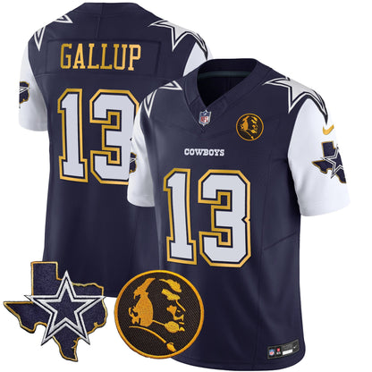 Men's Cowboys Texas & John Madden Patch Gold Trim Vapor Jersey - All Stitched