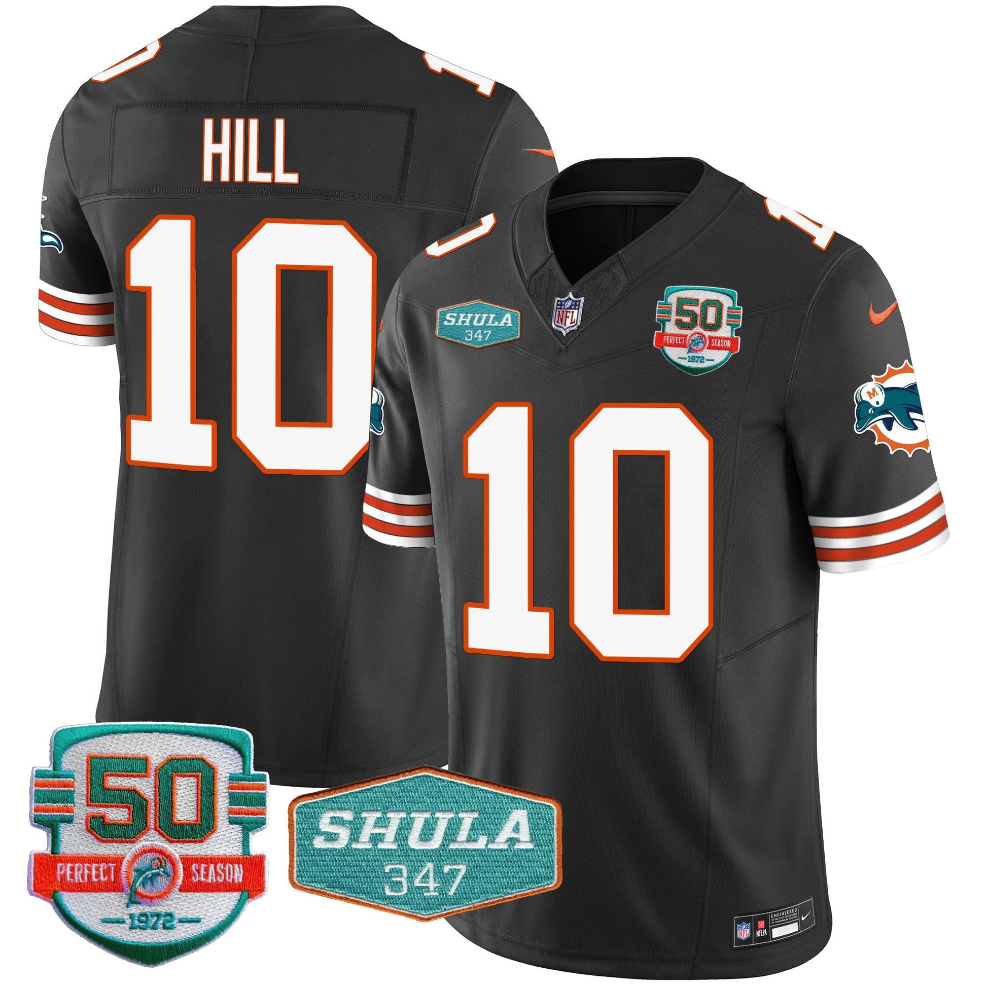 Men's Dolphins Throwback Shula 347 Patch Vapor Jersey - All Stitched
