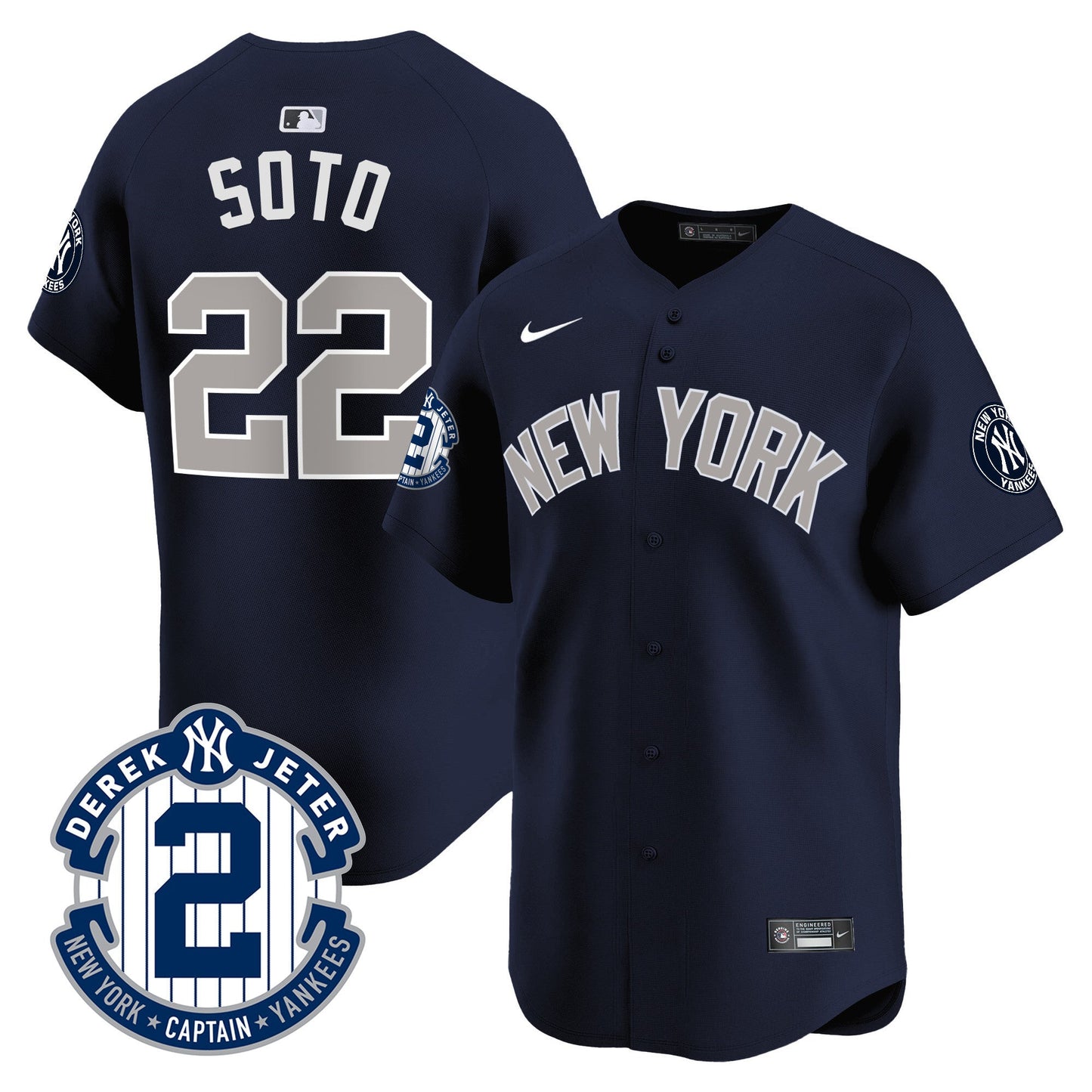 Men's Yankees Derek Jeter Patch Vapor Premier Limited Jersey - All Stitched