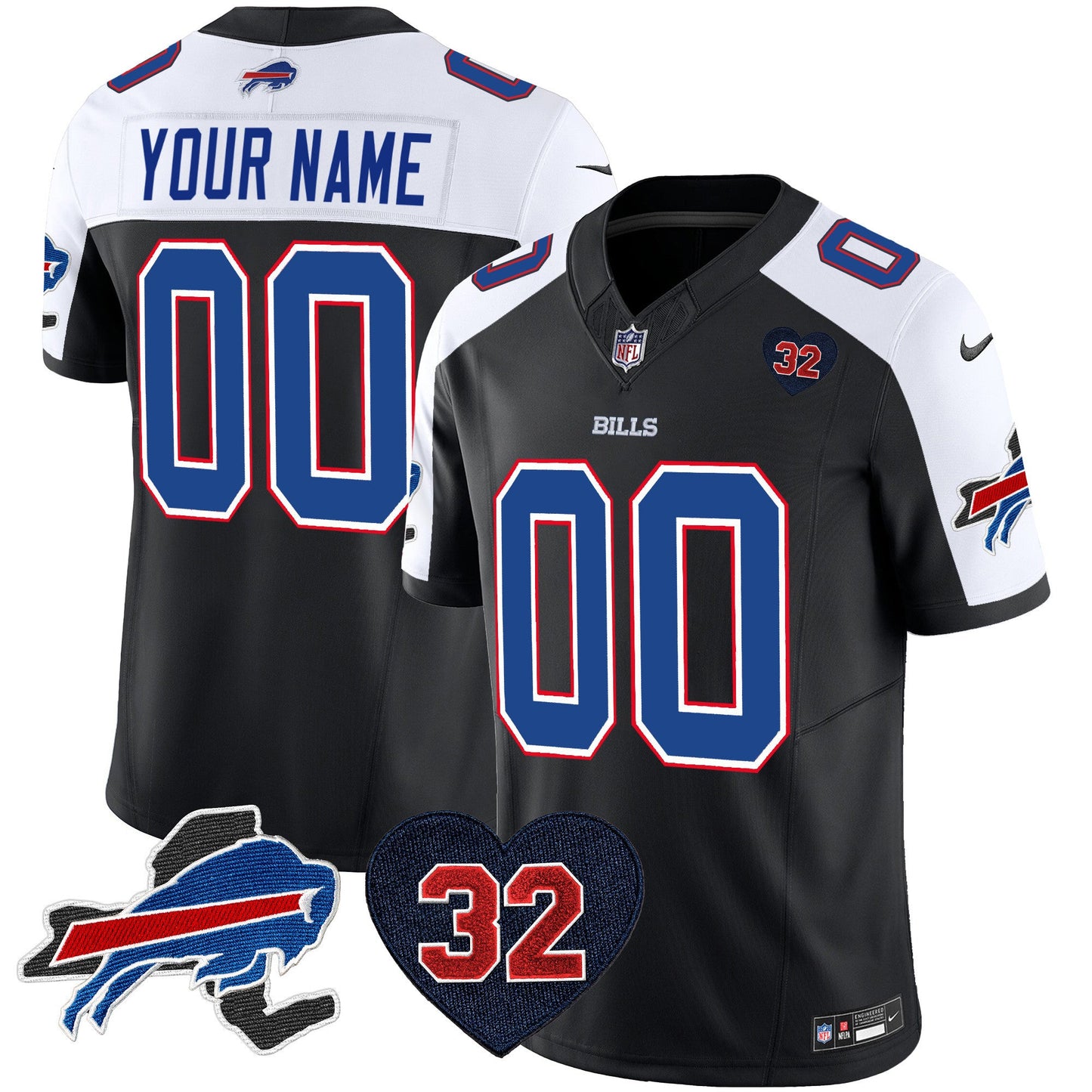 Bills O.J. Simpson Patch Gold Vapor Limited Custom Jersey - All Stitched