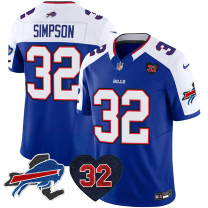 Men's Bills O.J. Simpson Patch Vapor Limited Jersey - All Stitched