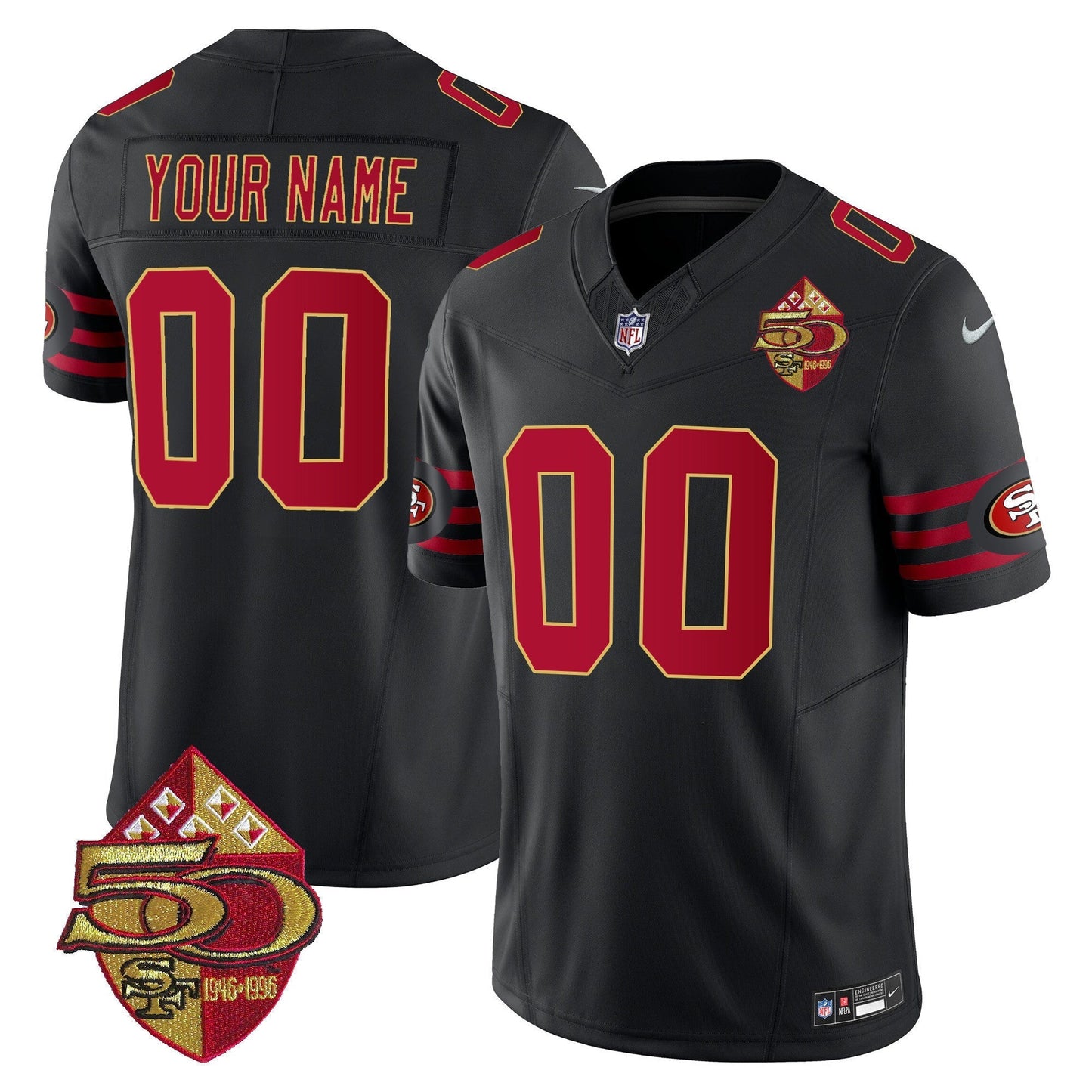49ers 1996 Throwback/ 75th Patch Vapor Limited Custom Jersey - All Stitched