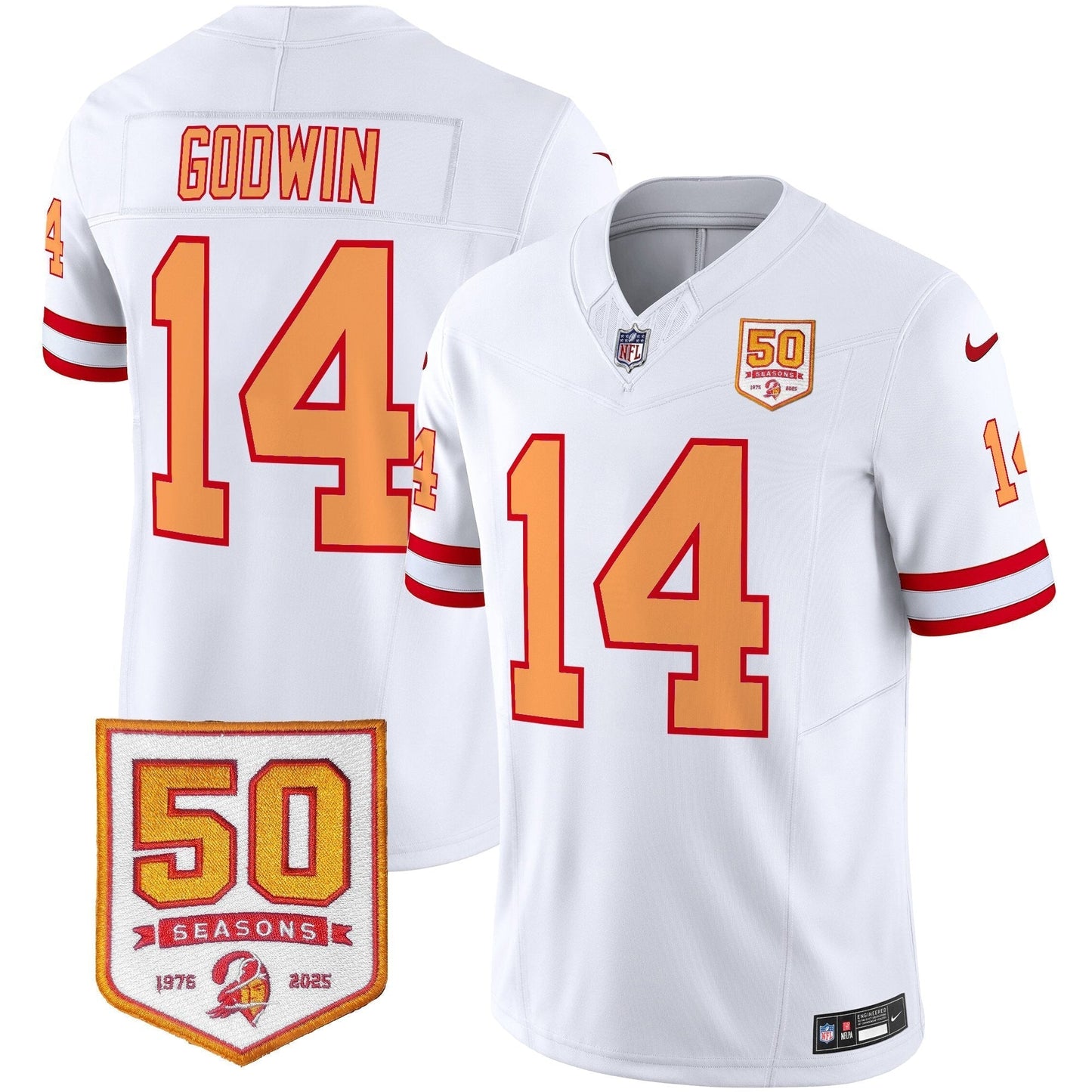 Men's Tampa Bay Buccaneers Throwback 50th Season Patch Vapor Limited Jersey - All Stitched