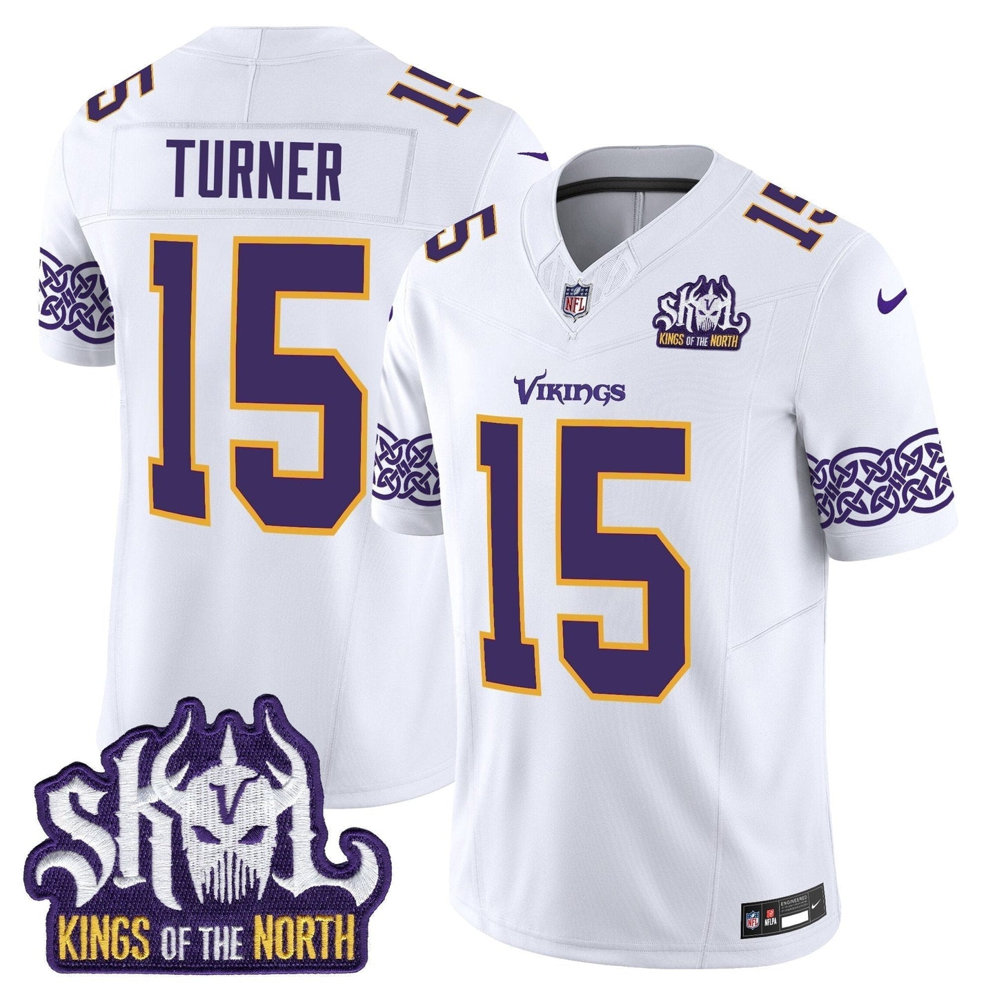 MIN King Of The North Patch Throwback Vapor Limited Jersey V2 - All Stitched