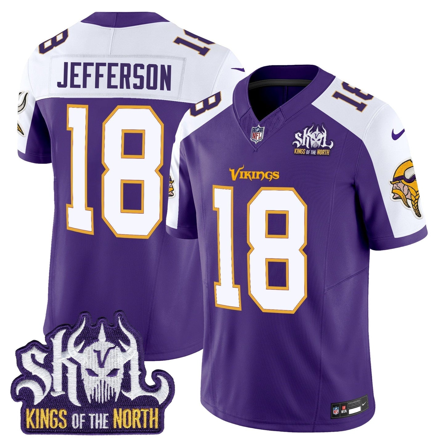 MIN King Of The North Patch Throwback Vapor Limited Jersey V2 - All Stitched