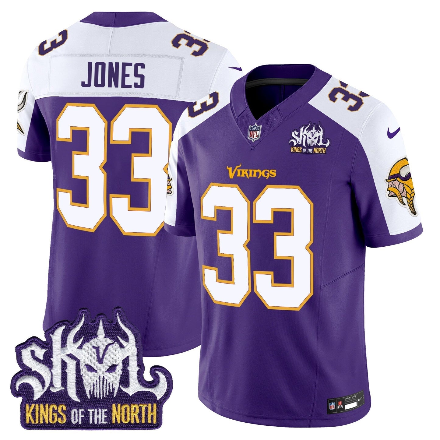 MIN King Of The North Patch Throwback Vapor Limited Jersey V2 - All Stitched